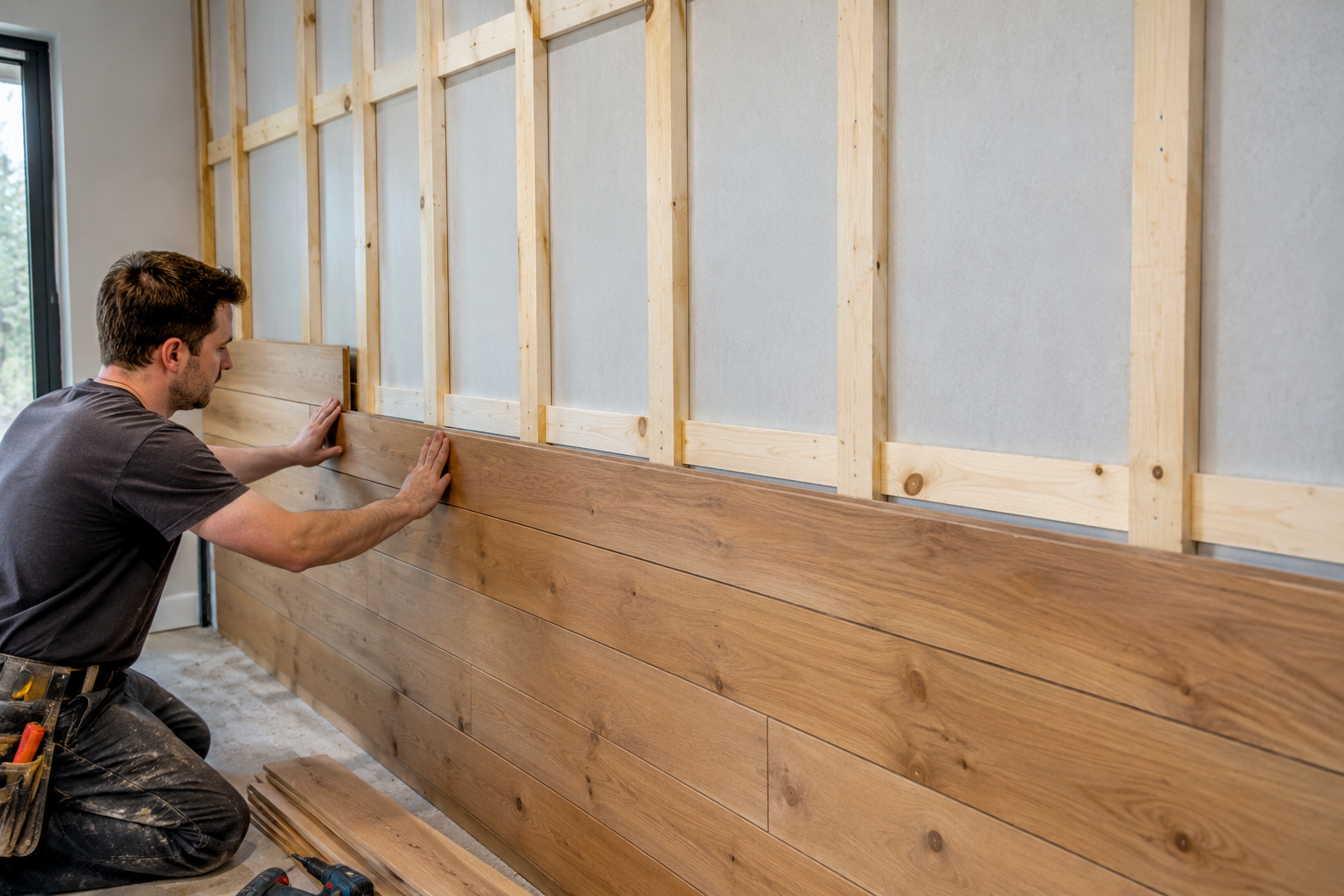 Installing wood planks on a ceiling over furring strips